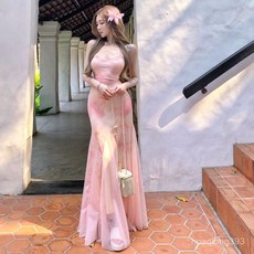 Yellwell우아한 시스루 맥시 드레스 여성 슬림핏 원피스 여름 데이트룩LST