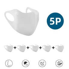 UPF50+자외선차단마스크5P 패션마스크 얼굴 햇빛가리개