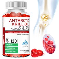 남극 크릴오일 - 뇌 관절 눈 피부 면역건강 지원 - 오메가-3 EPA DHA 아스타잔틴 함유, 2개, 120회분
