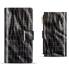 MOLAN CANO 掀蓋式鱷魚紋手提手機套+透明果凍手機殼