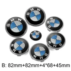 7개 세트 자동차 전면 엠블럼 후면 배지 휠 허브 캡 스티커 E90 E60 E61 E93 E87 E36 E46 E53 X1 X3 X5 X6, 07 H-82 82mm