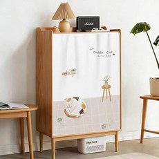 수채화 꽃 나비 커버 커튼 무타공 벨크로 캐비닛 신발장 홈 데코레이션