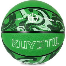 KUYOTQ 어린이 유아 사이즈 4 (64.8cm(25.5인치)) 그린 웨이브 청소년 소녀 농구 프리미엄 고무 실내 실외 게임 훈련 경기 스포츠 농구공 선물 (공기 주입 펌프, KUYOTQ 어린이 유아 사이즈 4 (64.8cm(25
