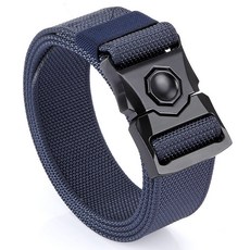 全閤金休閒彈力帆布戰術腰帶男軍迷用作訓戶外工裝布褲帶保安皮帶, 藍色-(尼龍), 1個