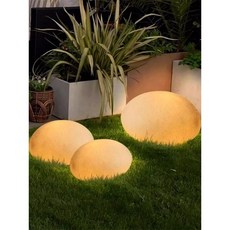 실외용 조약돌 조명의자 LED 무드등 정원의자 돌모양 31cm 충전식, 26cm 태양광