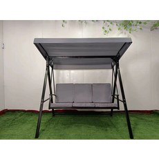 의자 철제 그네 야외 스윙 흔들 정원 마당 체어 벤치, 1개, 3인용 차양막 B