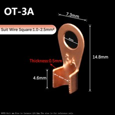 OT 시리즈 와이어 터미널 레드 구리 베어 코 러그 크림프 마우스 케이블 커넥터 스플라이스 3A 5A 10A 20A 30A 40A 50A 60A 80A, 200 pieces, 200 pieces