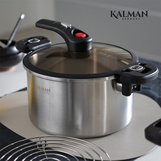 칼만 통3중 저압 스텐 냄비 6L, 1세트, 냄비용기(6L), 뚜껑(6L), 스테인리스 찜망 그릴, 실버