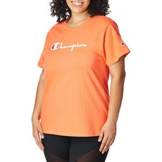 챔피언 여성 헤리티지 티셔츠 스크립트 로고, 작은_오렌지 웨지-551058