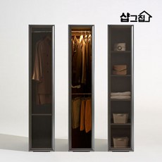 글래스 틈새옷장 학생 원룸 옷장 400 슬림 이불 선반 옷장 (A=모자선반 B=옷장 C=선반장), C타입(선반형)(흑니켈도어)