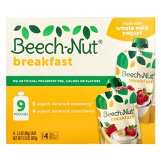 Beech-Nut 브렉퍼스트 버라이어티 팩 12개월 이상 파우치 9개 각 99g(3.5oz), BeechNut브렉퍼스트버라이어티팩12개월이상파우치9개, 99g
