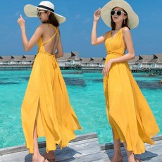 바캉스 원피스 비치 여행 휴양지 롱 비치웨어 해변 바캉스룩 여성 나시