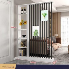 현관 거실 수납파티션 공간분리 가벽 조립형 진열장 자취, 1개, 140x24x200 화이트+블랙 튜브