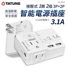 TATUNG 大同 高溫斷電 1開2插 3P 2P 按壓式 插座 WO-R81LC, 1個
