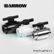 Barrow G1/4 亮銀 MINI鋁合金把手雙內牙止水球閥TLQFS-V1, 白體+黑把