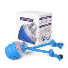 電動狗玩具球 內置狗叫聲 狗繩玩具 適用於中小型犬, 寶藍色, 1個