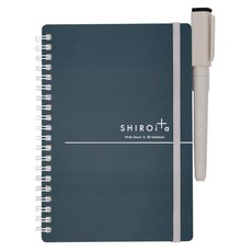 SHIROita B6白板筆記本 附0.5mm超細白板筆 6頁可擦寫白板與40頁方格筆記本, 1個裝, B6-黑色（現貨/D09807）, 黑