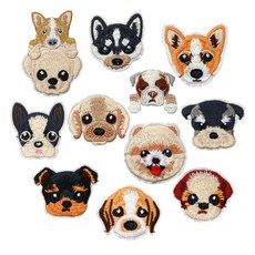 열접착식 와펜 강아지 얼굴 머리 12종 모음 자수 패치 다림질