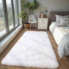 복도용 젠타비오 러그 2x6 섀그 부드러운 침실 침대 옆 키즈 걸즈 홈 데코 에스테틱 기숙사 보육원 화이트, 하얀색, 2' x 6' (러너)