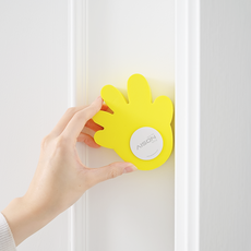 아이손 손바닥 캐릭터형 돌리는 문닫힘 방지 쿠션, 노랑, 2개