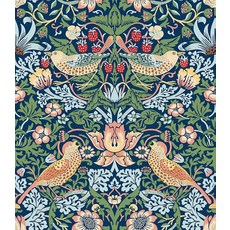 Livelynine 새가 있는 그린 벽지 벗겨서 붙이는 빈티지 꽃무늬 벽 종이 가구용 미리 붙여넣은 앤티크 빅토리안 접촉 용지 44.5 x 198.8cm(17.5 78.8인, 17.5" x 78.8", 딸기와 새