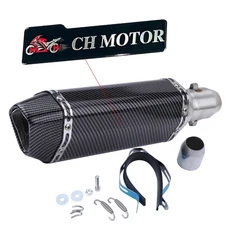 CH MOTOR 슬립온 38-51mm 범용 오토바이 배기구 파라 모토스 스테인리스 스틸 ATV 스트리트, 09 Type I with CH logo