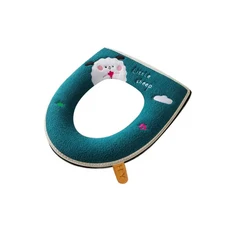 겨울 홈 귀여운 화장실 매트 패드 시트 케이스 쿠션 지퍼 케이프 커버, [03] Green, 1개