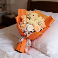 情人節公仔玩偶香皂花束創意生日禮物畢業送女生閨蜜手捧花永生花, 橙色單眼怪:如圖所示