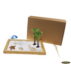 隨草憶境 沙盤套裝 迷你海洋沙灘 海龜貝殼陽傘 魚缸造景微景觀模型, 1個, 一組入（盒裝，配件如圖）