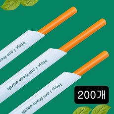 빌리에코 생분해 원료 오렌지 옥수수 빨대 21cm 개별포장 PLA 주황색 빨대, 2개, 100개입