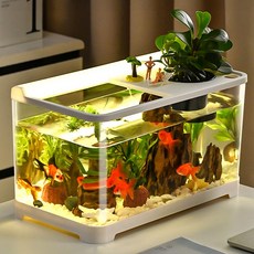 HK sell 물결정원 안깨지는 아크릴 어항 3컬러 LED 열대어 금붕어 구피 수족관, 화이트