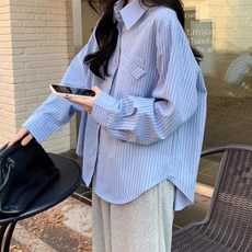 여성 스트라이프 셔츠 여유핏 롱블라우스 데일리 오피스룩 홈웨어까지