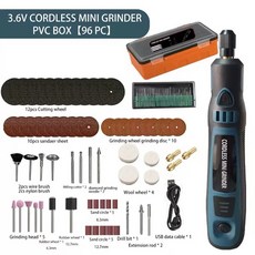 3.6V 鋰電電磨機 手持式打磨工具 玉石拋光雕刻, 1個, 電磨機96件裝