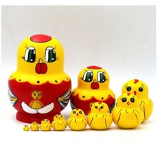 10層俄羅斯娃娃 木製工藝收藏品 居家擺飾擺件, 黃色