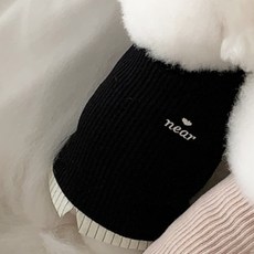 미니스톤 강아지 셔츠니트 레이어드티 목티 겨울옷 소형견 중형견 실내복, 1개, 블랙