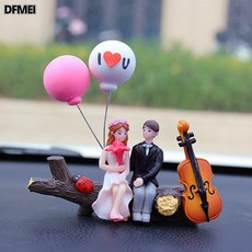 DFMEI 新款2025汽車擺件中控臺可愛樹杈情侶車內飾品車載小擺件告白氣球, 1個, 樹杈新婚情侶氣球:如圖