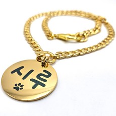 아츠플로우 써지컬 대형견 인식표 목걸이 애견 체인 이름표, 원형골드, 1개