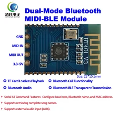 쿠쿠스토어 블루투스 듀얼 모드 5.0 오디오 악기 BLE MIDI BT401 시리얼 AT 명령 제어 U 디스크 전자 피아, 01 CHINA, 04 BT401 MIDI 5pcs