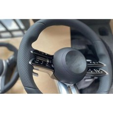 改裝方向盤 碳纖維 適用於賓士A級C級E級GLA GLC GLB GLE舊款改新款蜻蜓款, napa皮款黑