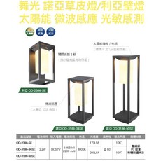 【金光閃閃】舞光 LED 太陽能 2.2W 諾亞草皮燈/利亞壁燈 黃光 微波感應 光敏感測 戶外照明燈 步道燈 庭院燈, 利亞壁燈