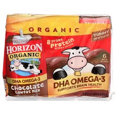 Horizon 저지방 우유 236ml 6개입 1팩 초콜릿 Horizon Organic Shelf-Stable 1% Low Fat milk Boxes with, 1개
