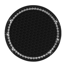 자동차 차량용 내부 보호 다이아몬드 소품 컵홀더 인테리어 코스터 장식 제품, 상세페이지 참고, 2. 블랙 핑크 큐빅