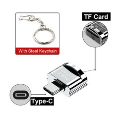 아이폰 호환 USB 마이크로 SD 카드 리더기 유형 TF 메모리 어댑터 OTG for 삼성 샤오미 Tablets, silver micro chain, 1개, silver type c chain