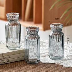 北歐風簡約玻璃花瓶 水培鮮花插花小花瓶 客廳餐桌水養創意擺件 (臺灣出貨), 花邊b+b+b款菸灰