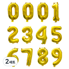 인블룸 은박 숫자 파티풍선 12p 세트, 골드, 2세트