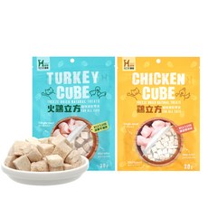 Hyperr超躍 雞肉火雞凍乾立方貓咪零食 30g x2包 全齡貓嗜口性佳, 2個, 雞肉+火雞