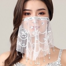 크로 히잡 마스크 댄스소품 무대의상 밸리소품 공연, 화이트