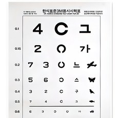 한천석 종이시력표 시력측정 시력검사표 3M, 1개