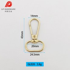 鈎扣薄款 東南亞批發滾鍍, 1個, 026#淺金內徑20mm