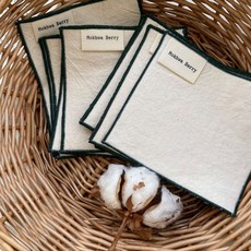 목화베리 무지 패브릭코스터 그린포인트, 2개, 그린테두리아이보리